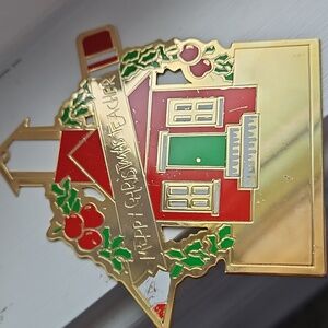 Vintage Merry Christmas Teacher Schoolhouse Ornament G. Duchin 1988